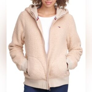 Tommy Hilfiger Cream Sherpa Jacket with Hood